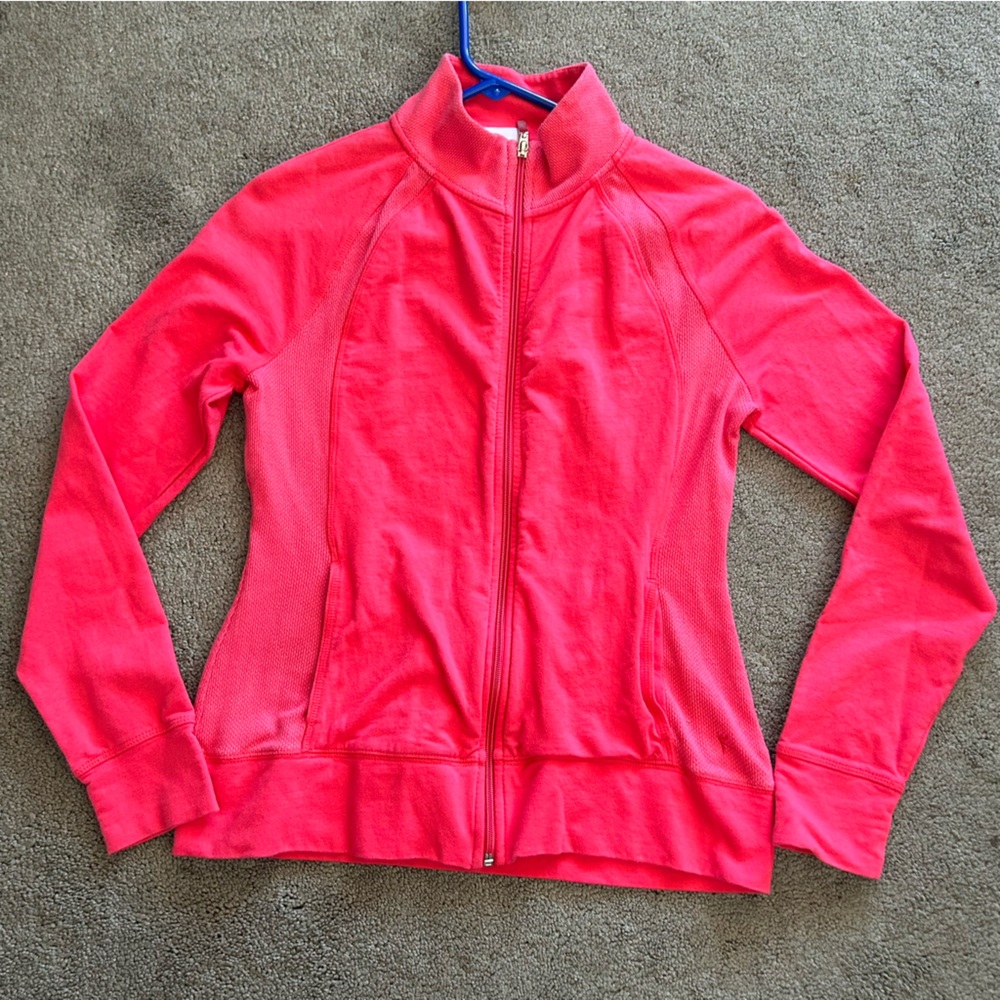 Danskin Now Womens Small 4/6 Pink Coral Lightweight Soft Athletic zip Up Jacket
